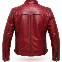 Men’s Red Vintage Lamb Nappa Leather Biker Jacket – Slim Quilted - Sialwear International
