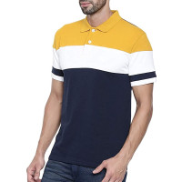 Blau-Gelbes Performance Polo Shirt
