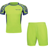 Neon Green Performance Football Kit with Contrast Shoulder Pattern