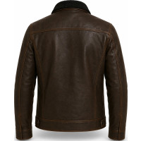 Men’s Vintage Distressed Brown Leather Trucker Jacket – Rugged Style - Sialwear International