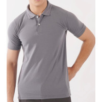 Polo Deportivo Gris para Hombre con Panel en Contraste