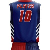Blue Red Chevron Basketball Uniform