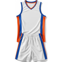 Uniforme de Baloncesto Blanco Azul Naranja Premium
